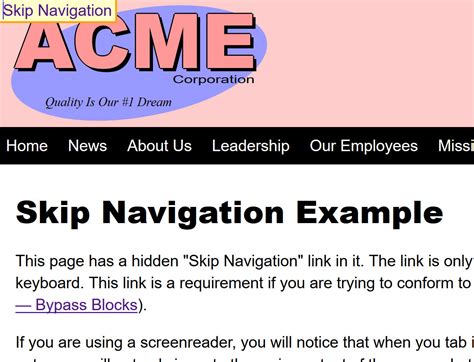 skip navigation links examples.